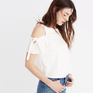 Madewell white skylark cold shoulder top blouse